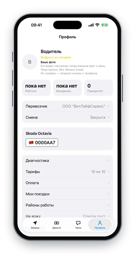 Смайл Водитель — Профиль водителя